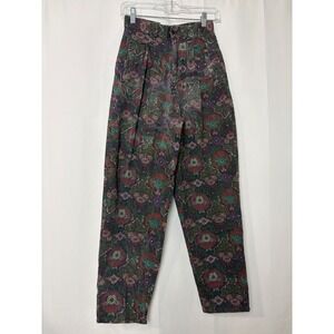 Bon Magique Vintage High‎ Waist Paisley Tapered Leg Cotton Pants 80s Retro 7/8